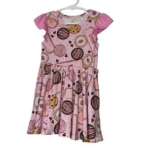 Little Snuggles toddler girls Crumbl cookie print pink bamboo twirl dress 2T